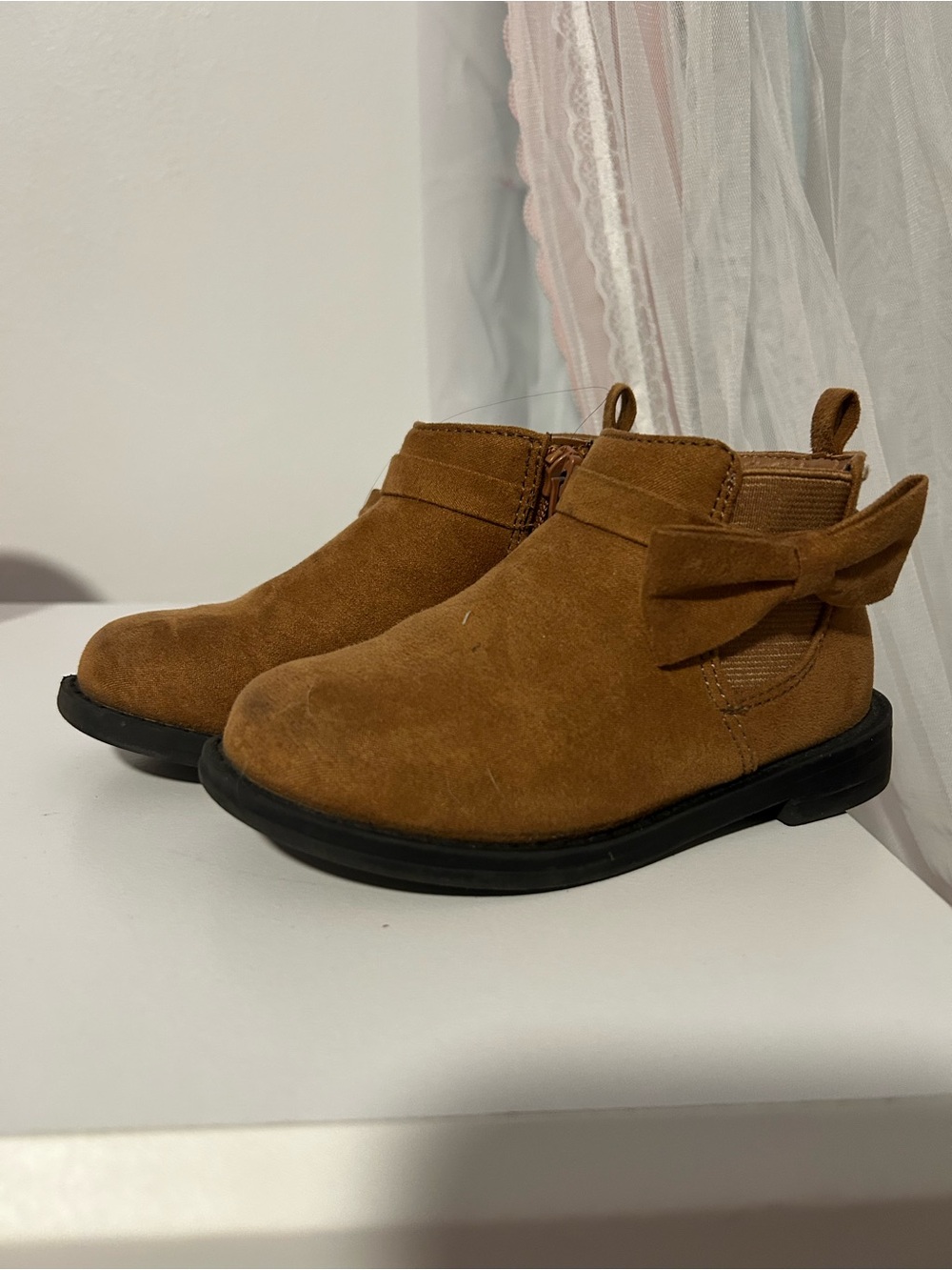 Gap Kids Tan Suede Bow Ankle Boots